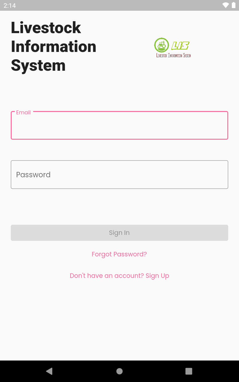 sign in screen